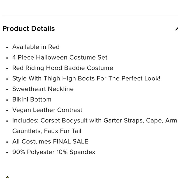 FN 4 Piece Red Haute Storybook Costume (Little Red Riding Hood) - Picture 7 of 7